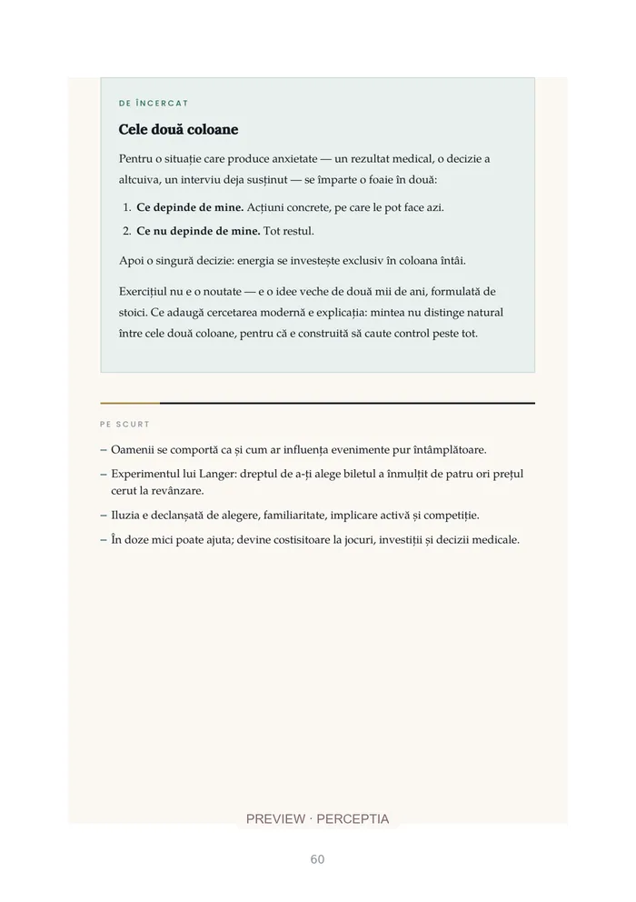 De ce fac oamenii asta? — Exercițiu: cele două coloane, PDF pagina 60