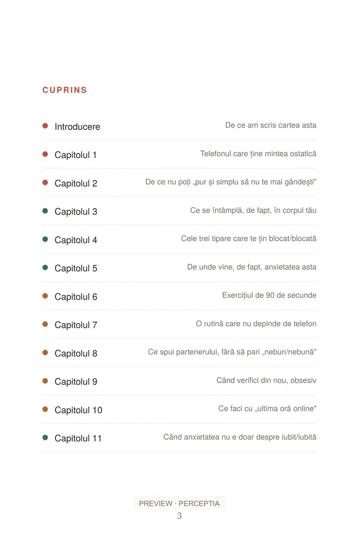 Liniștea dintre mesaje — Cuprins, PDF pagina 3