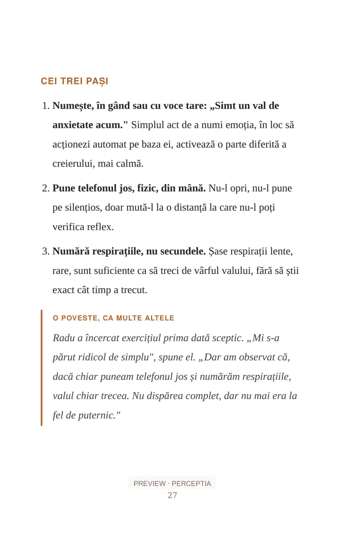 Liniștea dintre mesaje — Cei trei pași, PDF pagina 27