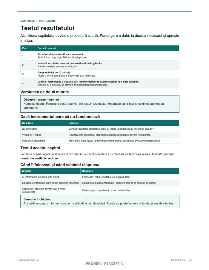 Mintea în buclă — Testul rezultatului, PDF pagina 10
