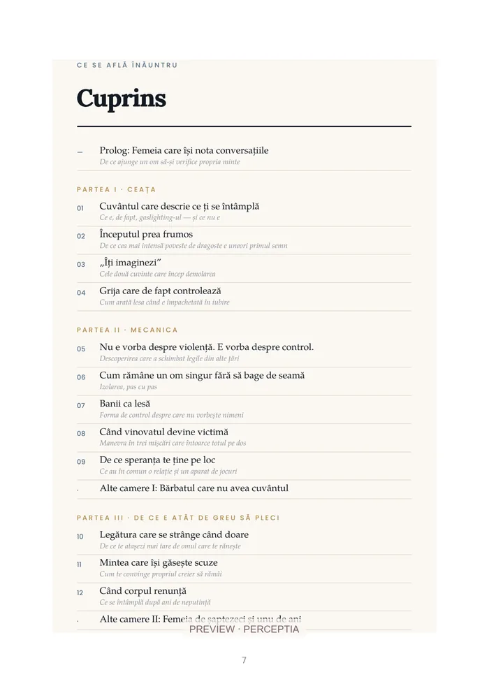 Nu ești prea sensibil(ă) — Cuprins, PDF pagina 7