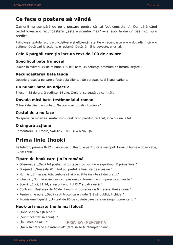 Postarea care vinde — Ce face o postare să vândă, PDF pagina 3